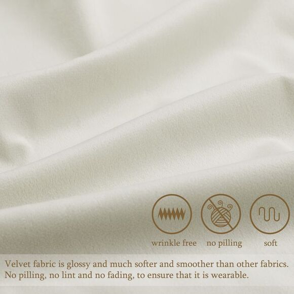 Velvet Throw Pillow Cover 2Pcs Cushion Cases 18"x18" Beige White - Picture 3 of 6
